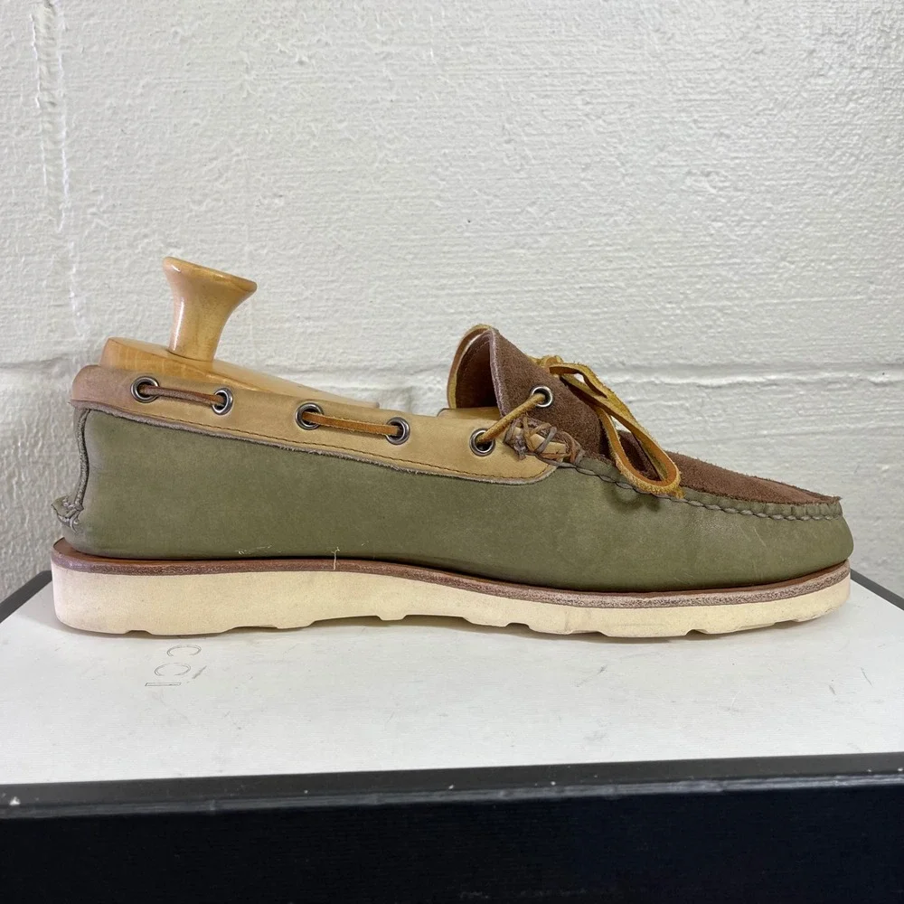 Todd Snyder x LL Bean Boat Shoes Casual Green Brown Suede Slip On Men's 11.5 D